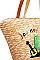 CACTUS DESIGN STRAW WOVEN TOTE BAG