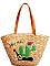 CACTUS DESIGN STRAW WOVEN TOTE BAG