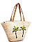 PALM TREES DESIGN NATURAL STRAW WOVEN TOTE BAG