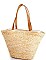 FLAMINGO DESIGN NATURAL STRAW WOVEN TOTE BAG