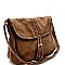 Tassel Woven Accent Large Fold-Over Messenger Hobo