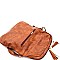 Tassel Woven Accent Large Fold-Over Messenger Hobo