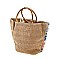 ELEGANT STRAW FLORAL DESIGN TOTE BAG