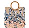 MODERN FASHION STRAW FLORAL DESIGN TOTE BAG