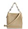 TRENDY STRIPE NET METAL STRAP HOBO BAG