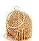 DESIGNER MULTI RHINESTONE FRINGE BALL CLUTCH WITH CHAIN