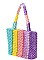 Fancy Multi Beaded Tote Pastel Stripes Bag JY-HD-3385