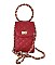 QUILTED FLAPOVER WITH ROUND LINK HANDLE CROSSBODY BAG