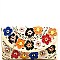 HD2800-LP Colorful Studded Flower Accent Flap Clutch