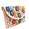 HD2800-LP Colorful Studded Flower Accent Flap Clutch