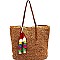 HD2817-LP Multi-colored Thread Tassel Accent 2 Way Straw Tote