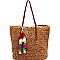 HD2817-LP Multi-colored Thread Tassel Accent 2 Way Straw Tote