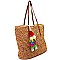 HD2817-LP Multi-colored Thread Tassel Accent 2 Way Straw Tote