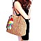 HD2817-LP Multi-colored Thread Tassel Accent 2 Way Straw Tote