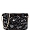 HD2818-LP Studded Flower Accent Patent Wristlet Cross Body