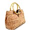 HD3080-LP Bamboo Round Handle Cork Material Carry Satchel