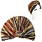 Soft Velvetty Colorful Stripe Pre Tied Knot Pleated Turban