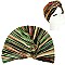 Soft Velvetty Colorful Stripe Pre Tied Knot Pleated Turban