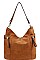 CHIC TEXTURED PU LEATHER ZIP SIDES DESIGNER HOBO BAG JYHG-0061