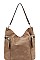 CHIC TEXTURED PU LEATHER ZIP SIDES DESIGNER HOBO BAG JYHG-0061