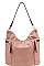 CHIC TEXTURED PU LEATHER ZIP SIDES DESIGNER HOBO BAG JYHG-0061