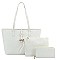 3IN1 FASHION CHECKER PRINT TOTE BAG WITH MATCHING CLUTCH AND WALLET SET