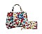 Flower Printed Twist Lock Flap 2-in-1 Satchel Set