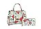 Flower Printed Twist Lock Flap 2-in-1 Satchel Set