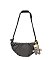 Bag Charm Pleated Half Moon Crossbody Bag