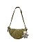 Bag Charm Pleated Half Moon Crossbody Bag
