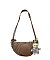 Bag Charm Pleated Half Moon Crossbody Bag
