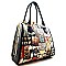 Magazine Print Diamond-top & Metal Frame Satchel