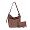 2-IN-1 Braided Handle Strap Hobo with Pouch