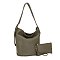 2-IN-1 Braided Handle Strap Hobo with Pouch