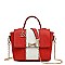 Small Size Flap Top Two Tone Accented Satchel