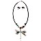 Stylish Metal Bead Embellished Dragonfly Pendant Necklace Set MH-HNE2129