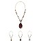 Fancy Stone Pendant Wood Metal Bead Necklace MH-HNE3041