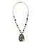 Fancy Stone Pendant Wood Metal Bead Necklace MH-HNE3041