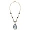 Fancy Stone Pendant Wood Metal Bead Necklace MH-HNE3041