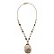 Fancy Stone Pendant Wood Metal Bead Necklace MH-HNE3041