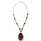 Fancy Stone Pendant Wood Metal Bead Necklace MH-HNE3041