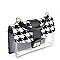 2 IN 1 TWEED HOUNDSTOOTH CLEAR BAG CLUTCH SET