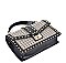 FASHION HOUNDSTOOTH FABRIC STUDDED CLUTCH BAG