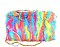 FAUX FUR NEON MULTICOLOR POUCH BAG