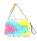 FAUX FUR MULTICOLOR WRIST BAND POUCH BAG