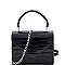 Small Retro Crocodile Print Box Flap Satchel Cross Body