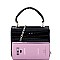 Small Retro Crocodile Print Box Flap Satchel Cross Body
