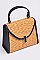 Leather Strap Straw Shoulder Clutch