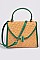 Leather Strap Straw Shoulder Clutch