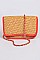 Leather Strap Straw Shoulder Clutch